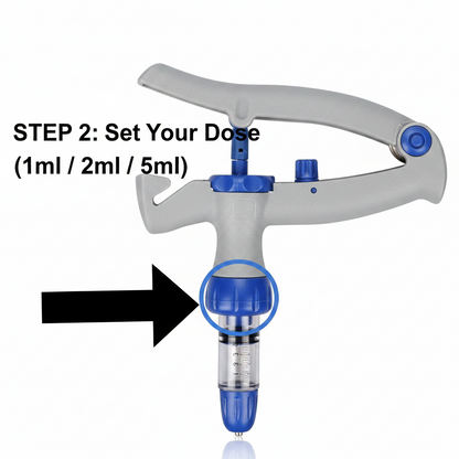 Veterinary Continuous Syringe Gun – Adjustable Dose Animal Injector with 10 Needles