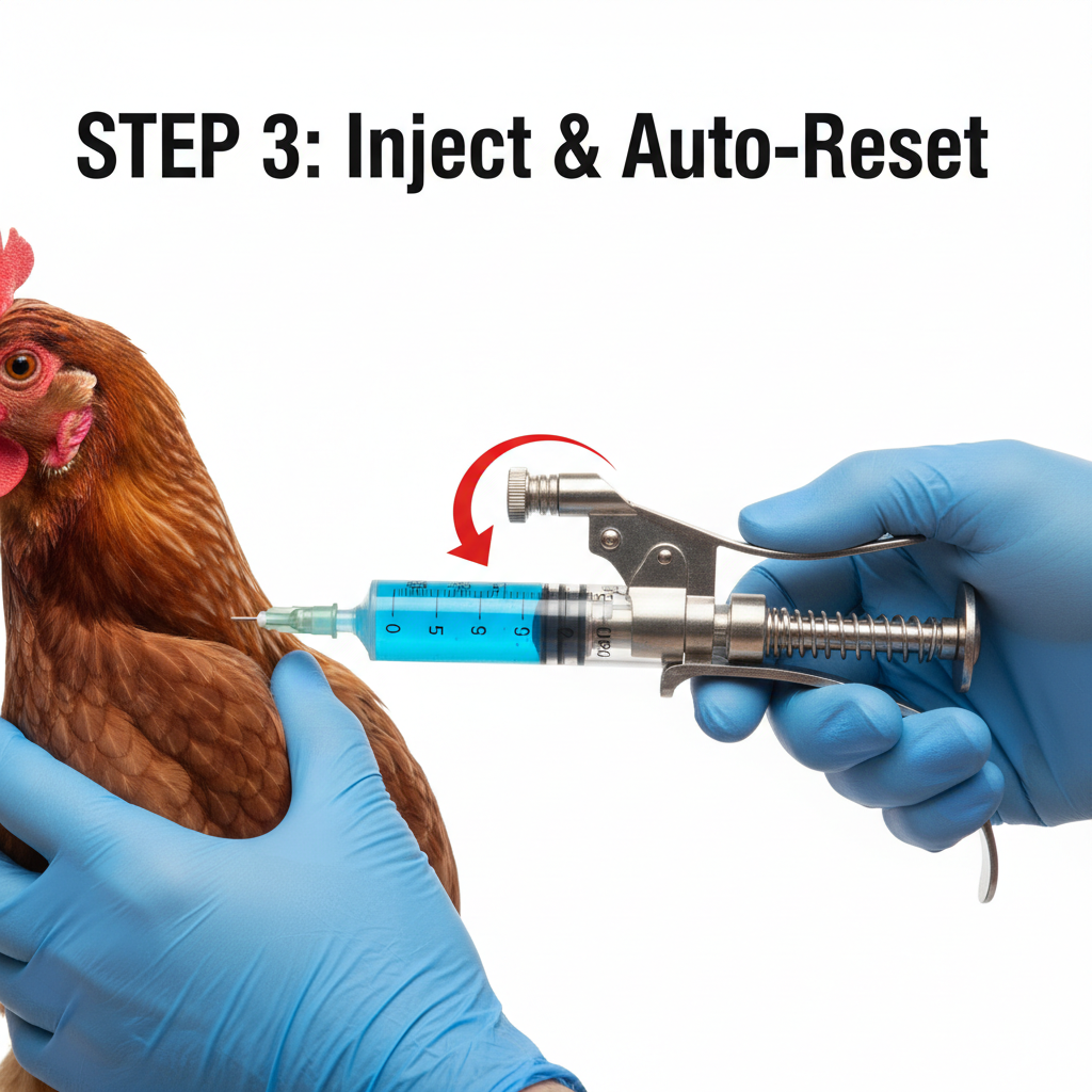 Veterinary Continuous Syringe Gun – Adjustable Dose Animal Injector with 10 Needles