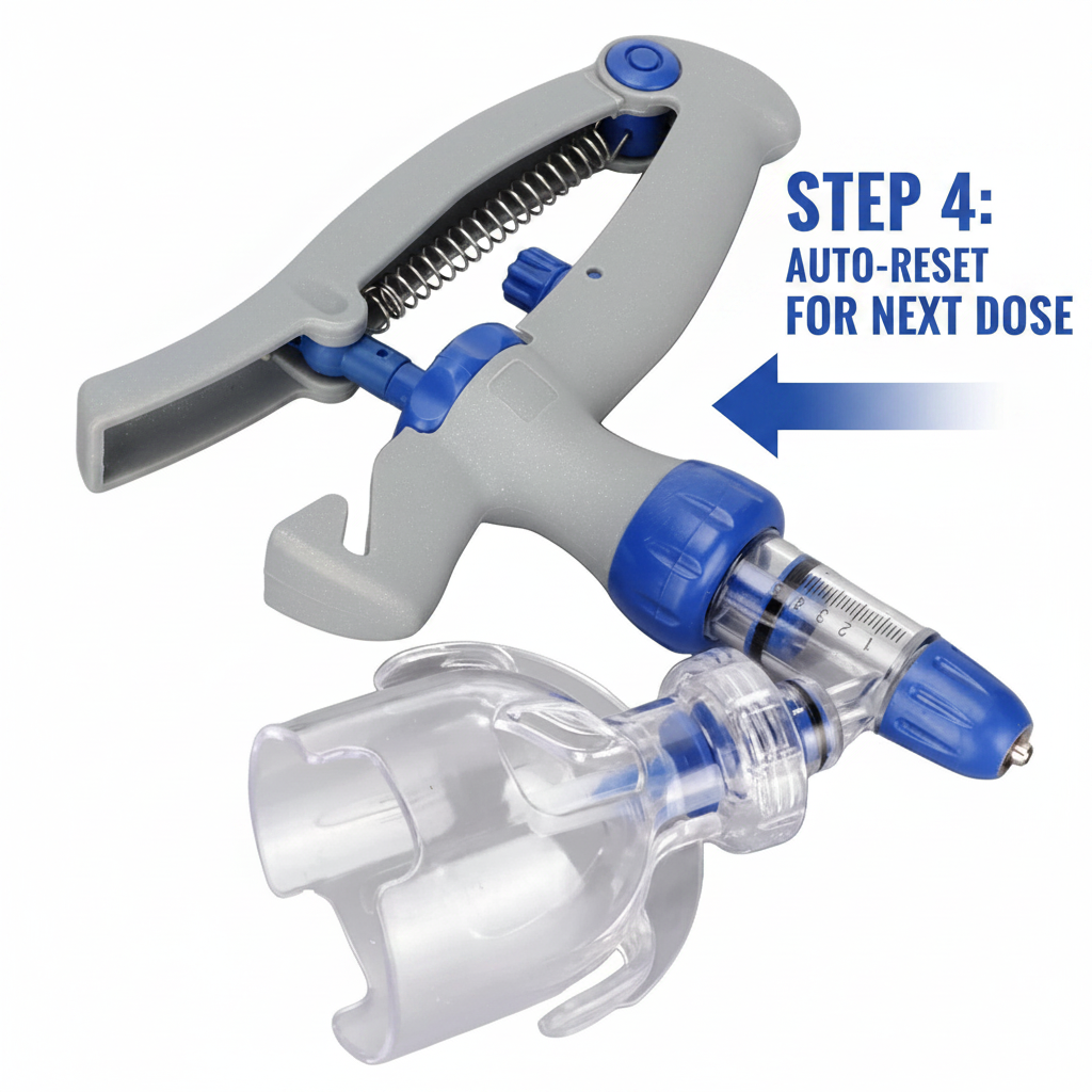 Veterinary Continuous Syringe Gun – Adjustable Dose Animal Injector with 10 Needles