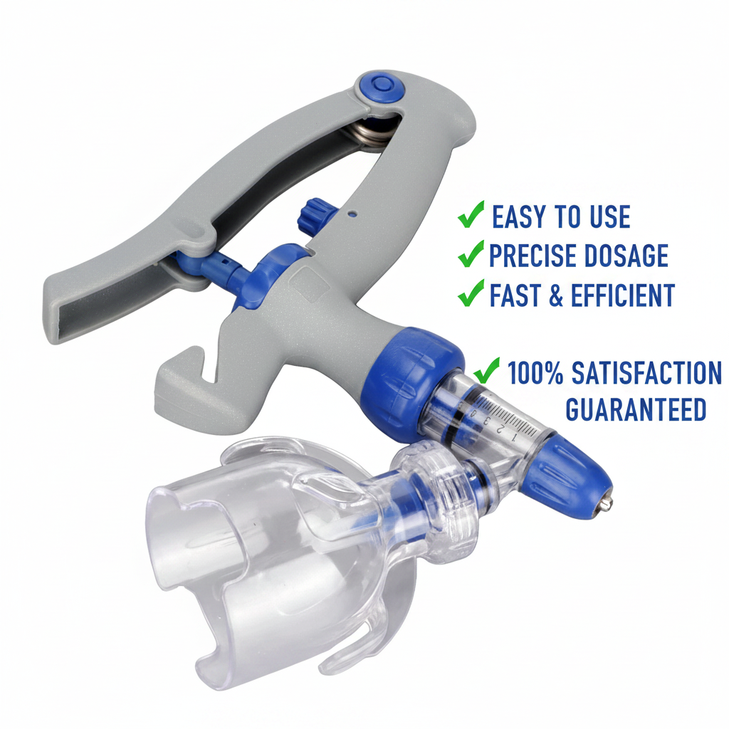 Veterinary Continuous Syringe Gun – Adjustable Dose Animal Injector with 10 Needles